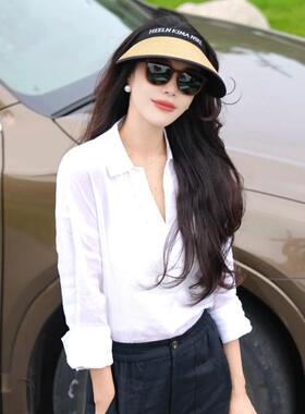 A家专柜正品2025夏季新款百搭长袖苎麻宽松衬衫女530074-147961