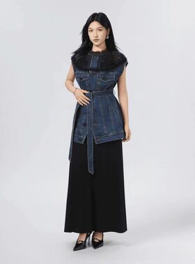 A家专柜正品2025夏新款气质显瘦复古百搭牛仔外套540004-4221532