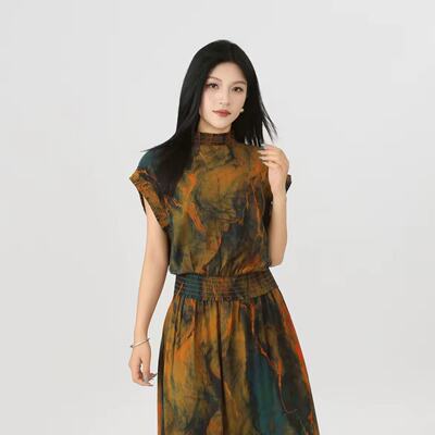A家专柜正品2025夏季新款印花短袖圆领上衣背心女530070-2A79439