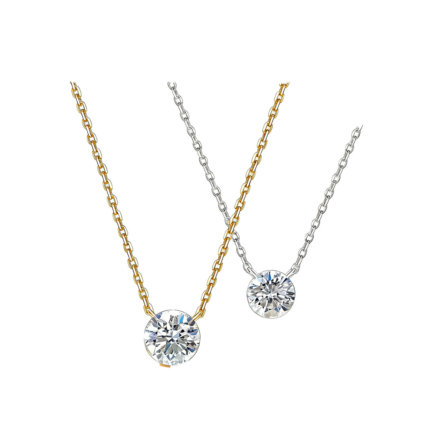 尤金喜 18K金培育钻石项链时尚白钻项链 百搭锁骨链送女朋友礼物