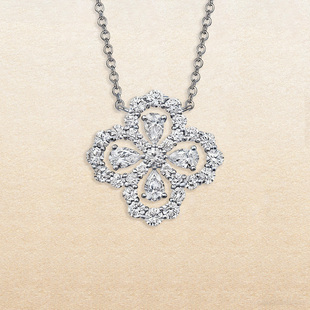 尤金喜 18K金培育钻石项链女四叶草吊坠LOOP锁骨链手链真钻耳钉
