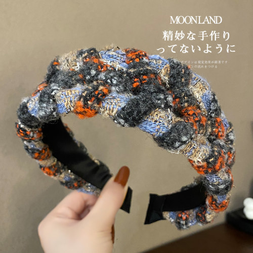 Moonland复古混彩编织毛呢发箍