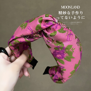 宽边印花交叉发箍女款 发卡高颅顶日常外戴洗脸头箍 高级感洋气时尚