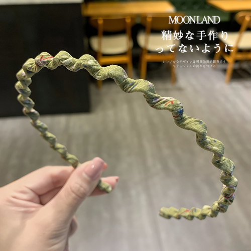 百搭风网红森系布艺碎花波浪发卡