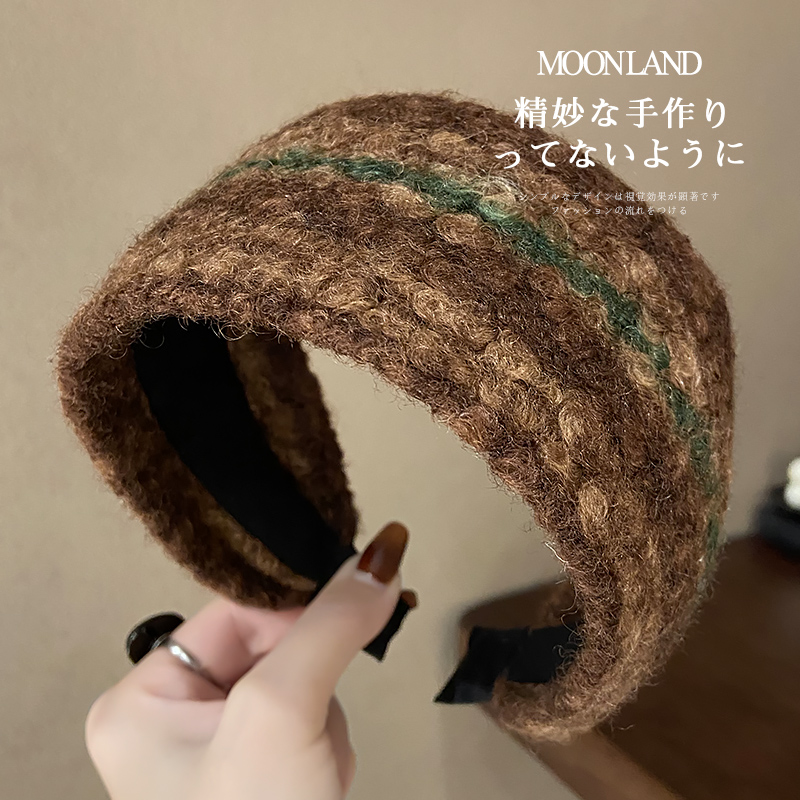 秋冬新款复古超宽发箍女高颅顶洗脸头箍外出百搭毛绒发卡发捆头饰