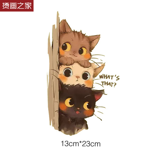 可爱猫咪新款白墨印花贴