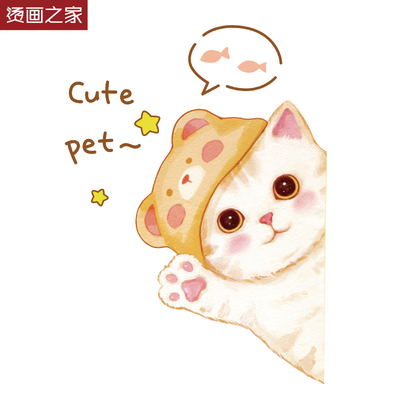 猫咪烫画胶印热转印动物图案贴花