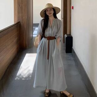 大码胖mm2026法式气质高级感海边连衣裙女士夏遮肚显瘦雪纺长裙子