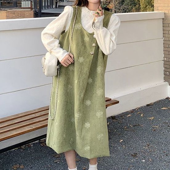 大码胖mm法式复古套装女连衣裙