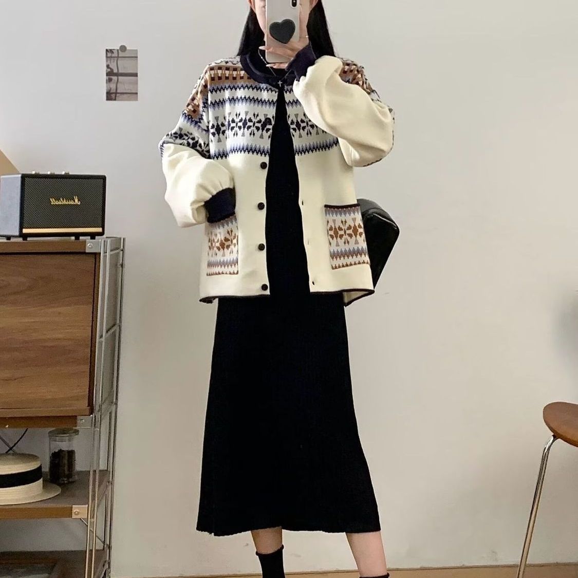 两件套宽松型中国长裤休闲开衫