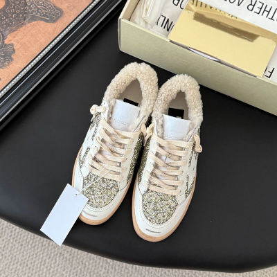 复古厚底增高星星毛毛板鞋女百搭