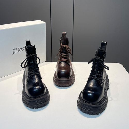 真皮机车增高厚底秋冬新款马丁靴