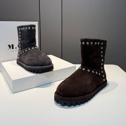 雪地靴女2025冬季新款真皮时尚