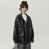 XZ413HW235-P90-2025秋装新款机车PU时尚休闲潮流工装中性风外套，女装皮衣，星座413（原星座105C）