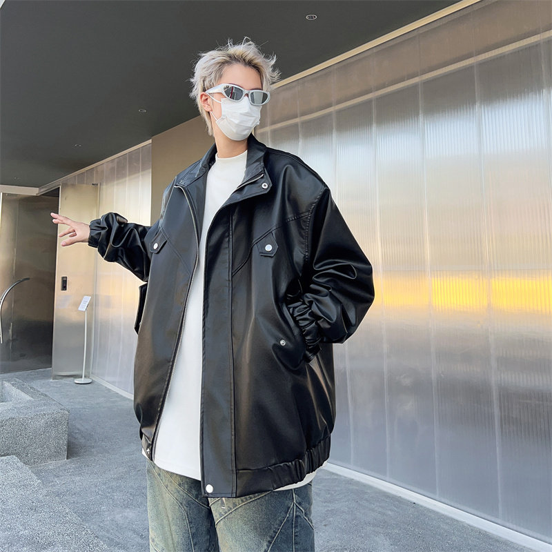 XZ413-HW233-特批75-2025春装新款机车PU时尚休闲潮流皮夹克外套,男装夹克,星座413（原星座105C）