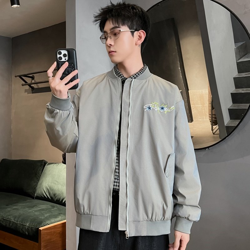 XZ413-HW668-P75-春季新款渐变色绣花时尚百搭青少年立领夹克外套，男装夹克，星座413（原星座105C）