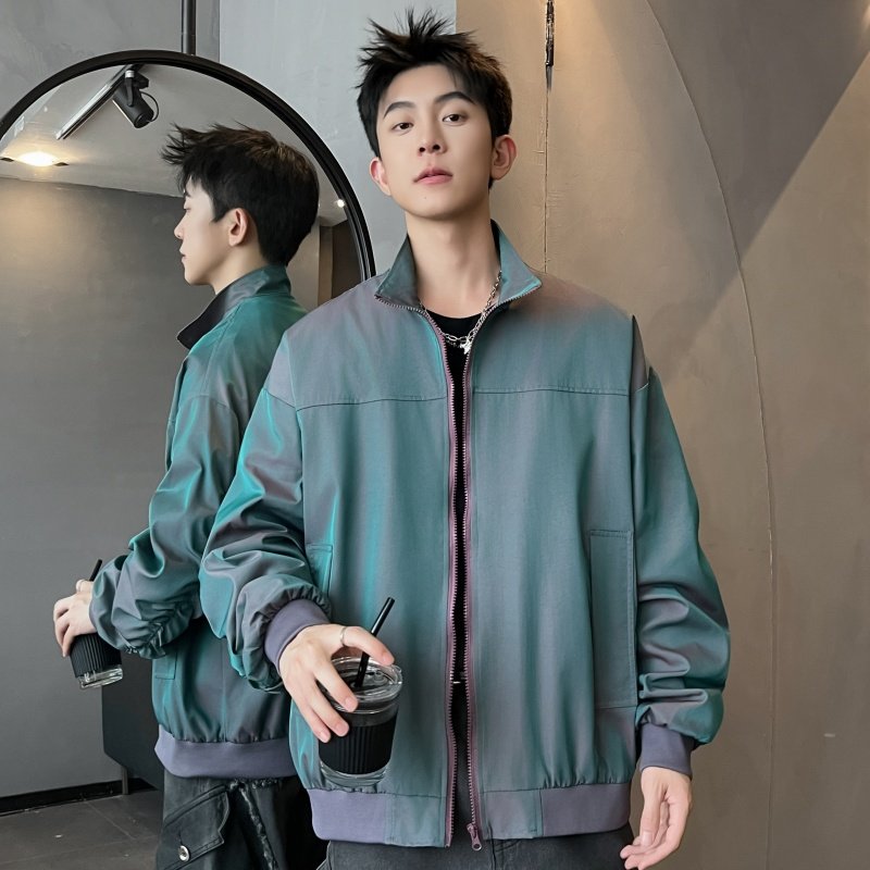 XZ413-HW2501-P65-春季新款渐变色男女时尚百搭青少年棒球服外套，女装短外套，星座413（原星座105C）