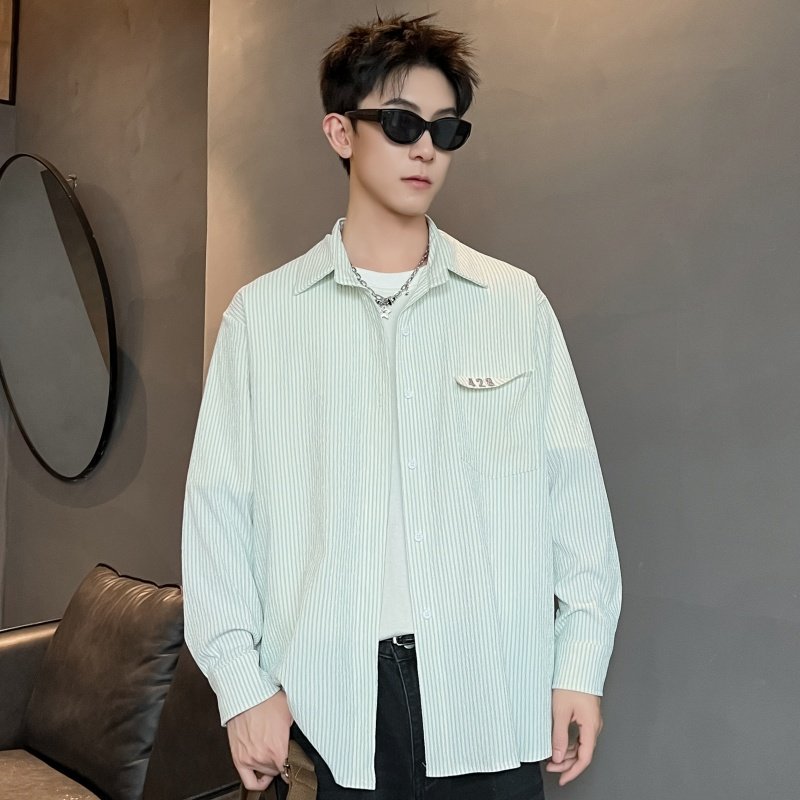XZ413-HW160-P40-2026春季长袖条纹男女青少年百搭休闲衬衫，男装衬衫，星座413（原星座105C）