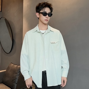 XZ413-HW160-P40-2026春季长袖条纹男女青少年百搭休闲衬衫，男装衬衫，星座413（原星座105C）