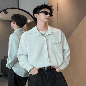 XZ413-HW160-P40-2026春季长袖条纹男女青少年百搭休闲衬衫，男装衬衫，星座413（原星座105C）