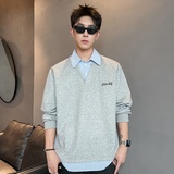 XZ413HT109J特批35-2025夏季新款休闲百搭时尚配色假两件长袖卫衣，男装卫衣，星座413（原星座105C）