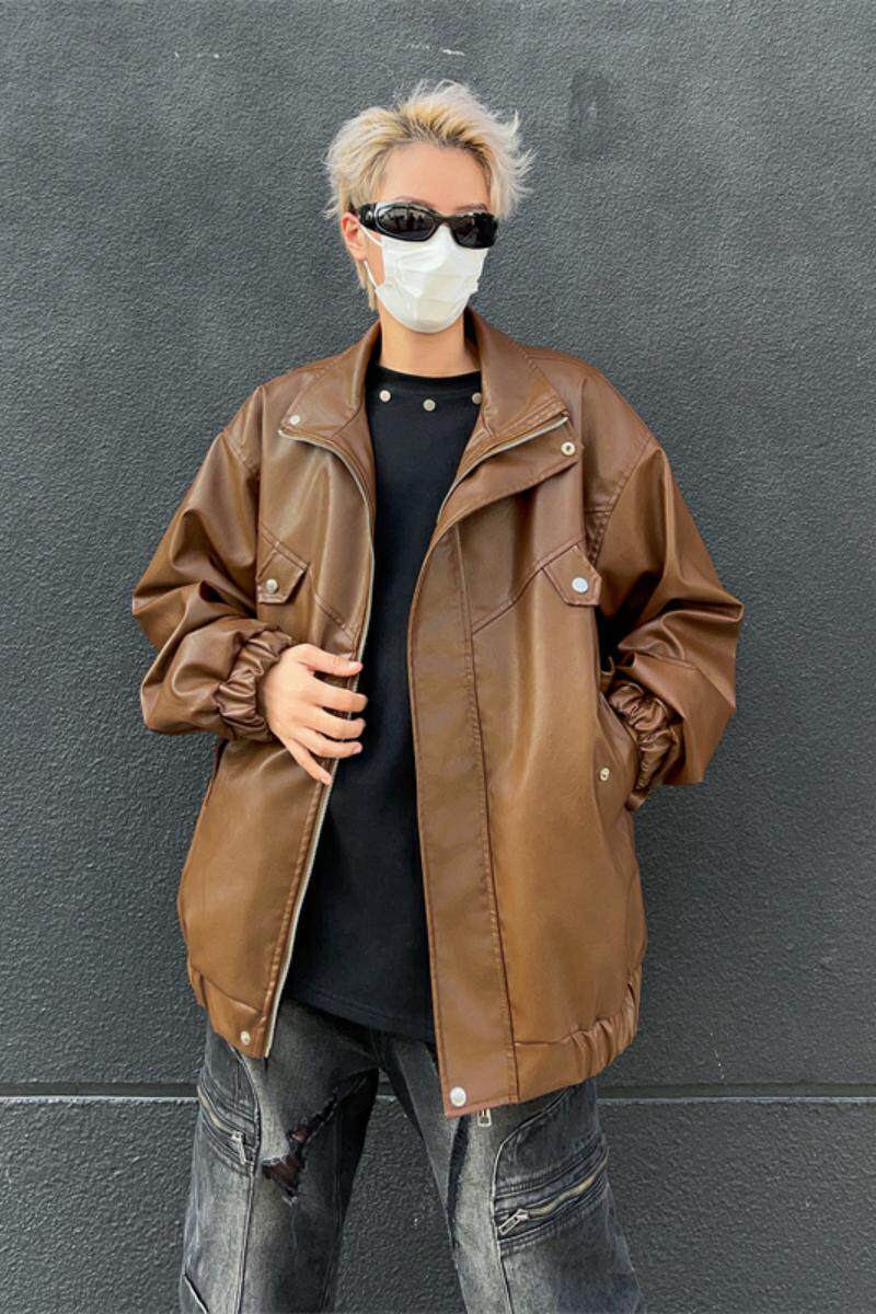XZ413-HW233-特批75-2025春装新款机车PU时尚休闲潮流皮夹克外套,男装夹克,星座413（原星座105C）