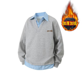 XZ413-HT109加绒特批45-秋冬加绒休闲百搭时尚配色假两件长袖卫衣，男装卫衣，星座413（原星座105C）