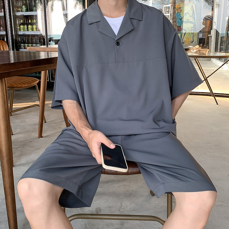 XZ105C-HW818-P60-2023夏季新款透气轻薄丝滑宽松休闲时尚夏季套,男装休闲套装,星座413（原星座105C）