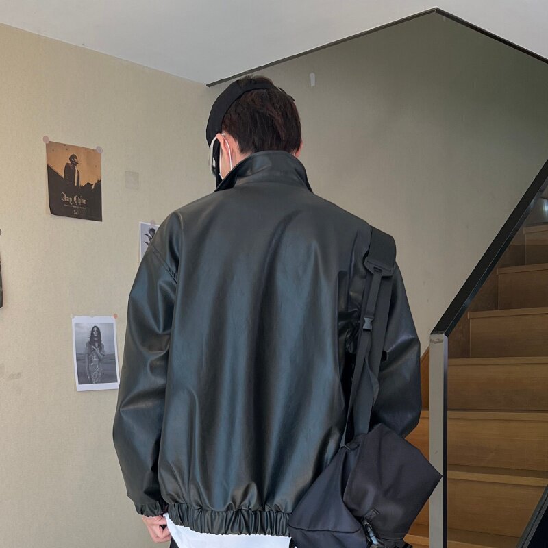 XZ413-HW233-特批75-2025秋装新款机车PU时尚休闲潮流皮夹克外套,男装皮衣,星座413（原星座105C）