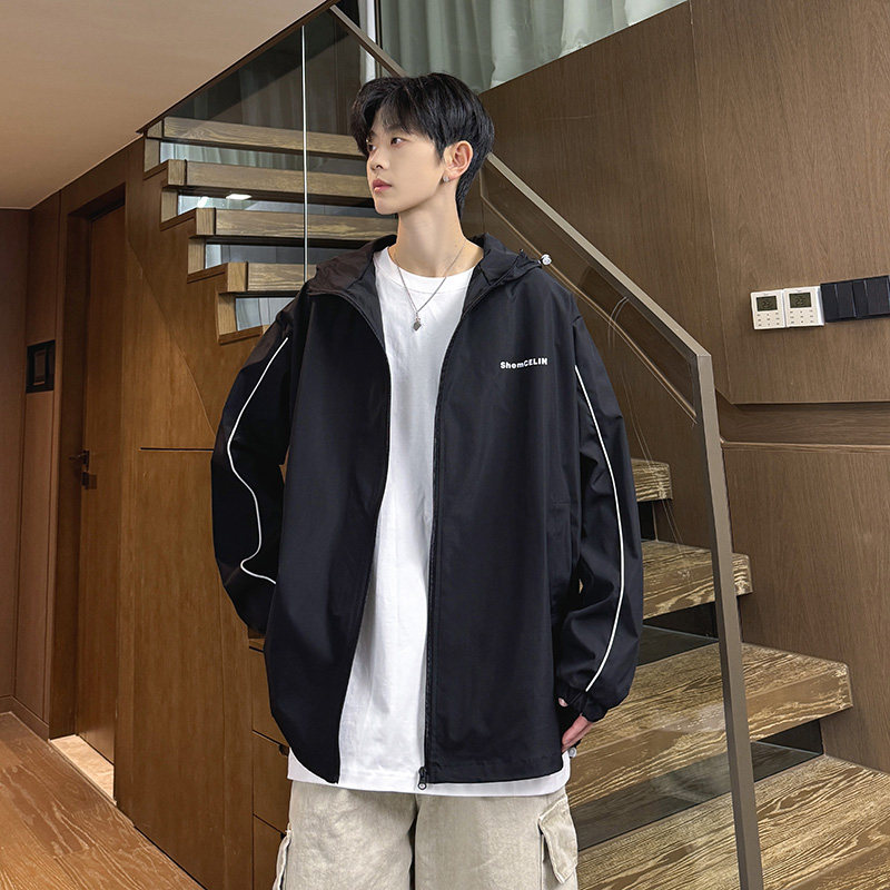 XZ413-HW252-P80-2024秋季新款休闲百搭时尚男女连帽夹克冲锋衣,男装夹克,星座413（原星座105C）