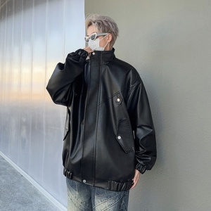 XZ413-HW233-特批75-2025秋装新款机车PU时尚休闲潮流皮夹克外套，男装皮衣，星座413（原星座105C）