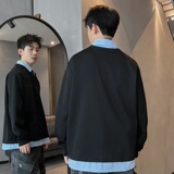 XZ413HT109J特批35-2025夏季新款休闲百搭时尚配色假两件长袖卫衣，男装卫衣，星座413（原星座105C）