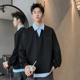 XZ413HT109J特批35-2025夏季新款休闲百搭时尚配色假两件长袖卫衣，男装卫衣，星座413（原星座105C）