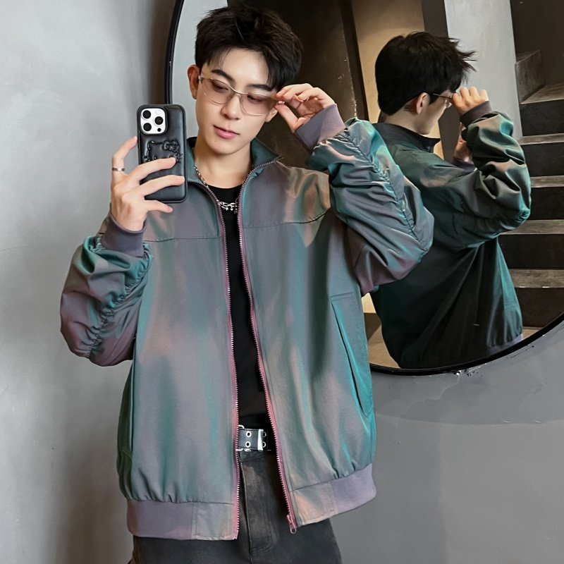 XZ413-HW2501-P65-春季新款渐变色男女时尚百搭青少年棒球服外套，女装短外套，星座413（原星座105C）