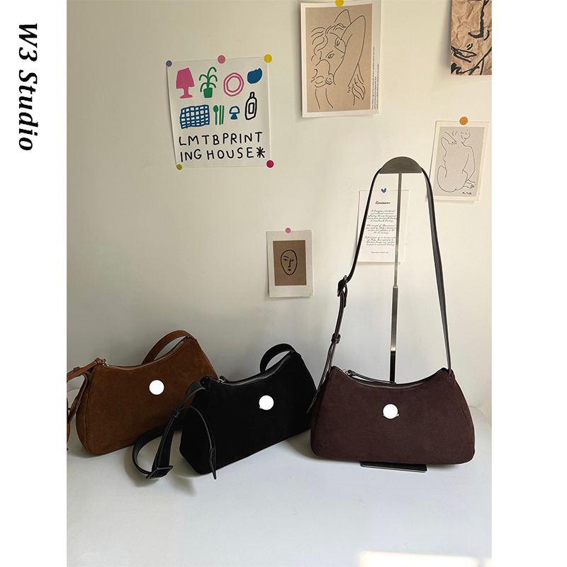 土星复古美拉德麂皮绒手提斜挎包