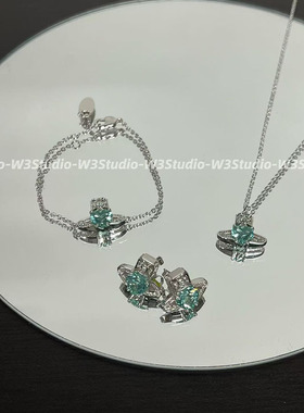 高品质土星ariella爱心镶钻项链
