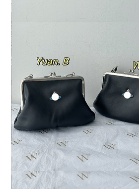 W3Studio羊皮饺子包日本小众复古真皮口金包土星夹子包手提斜跨包