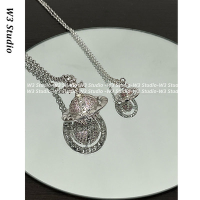 Mayfair满钻铆钉土星球orb项链