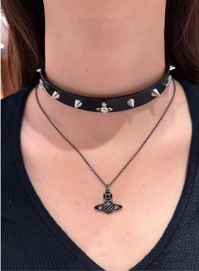 土星皮带铆钉choker朋克颈链项链