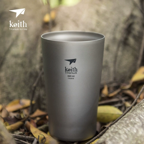 Kais Pure Titanium Double -Layer Tea Cup Wild Portable Beer Glass Cup Cup Keith Outdoor Titanium Cump Cump Cup Cup