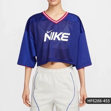 Nike耐克 女子夏季短款休闲网面拼接透气短袖T恤HF6288-455