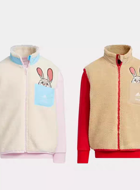 Adidas × Disney联名 新款小童二合一马甲卫衣套装IB7753 IB7752
