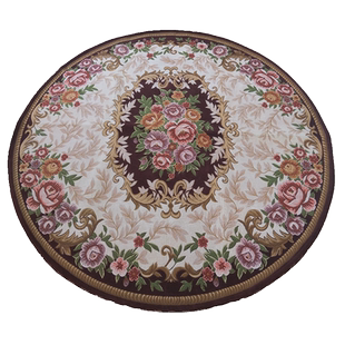 欧式复古玫瑰花圆形地毯布艺提花多尼尔电脑椅垫卧室客厅茶几地毯