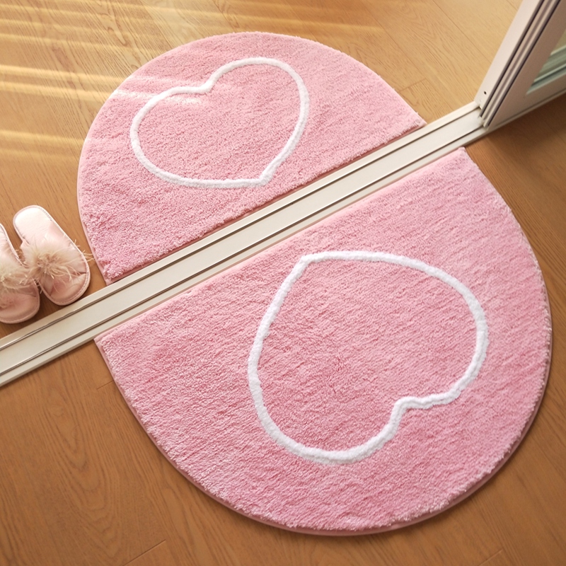 粉色心形半圆形卫生间浴室地垫
