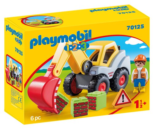 playmobil摩比世界70125带铲子的挖掘机经典款123系列低幼玩具