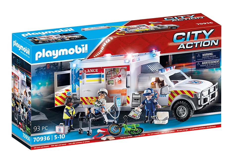 playmobil摩比世界70936美式大型救护车玩具礼物