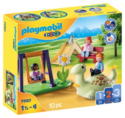 playmobil摩比世界71157游乐场低幼123系列过家家玩具生日礼物