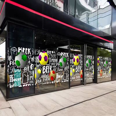 美加墨世界杯足球运动酒吧啤酒橱窗腰线底纹装饰静电贴膜玻璃贴纸