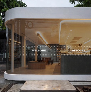 商场玻璃隔断装饰腰线防撞条公司logo线条圆点橱窗静电贴店铺门贴