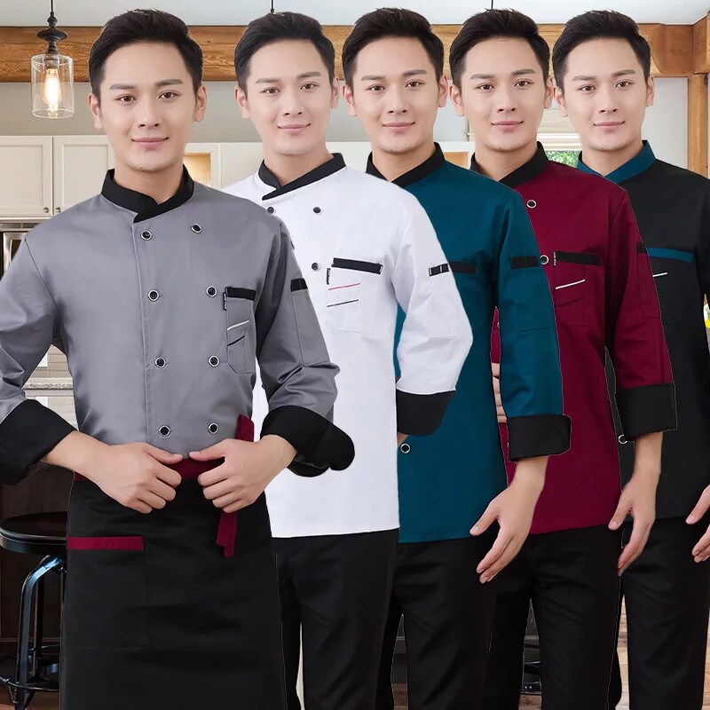 厨师服长袖秋冬装加厚厨师工作服食堂西餐厅饭店烘焙酒店厨师长衣